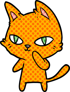 Bir insan tarafından çizilmiş çizgi film kedisi.