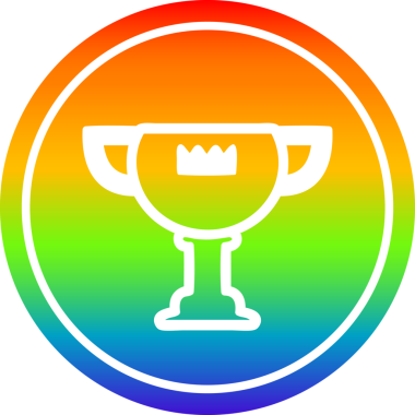 Ödül ödülü dairesel simgesi gökkuşağı gradyan bir insan tarafından çizilmiş