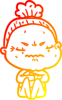 Bir insan tarafından çizilmiş, karikatür çizen yaşlı bir kadın.