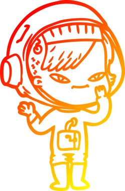 Bir insan tarafından çizilmiş bir astronot kadın çizgi çizimi.