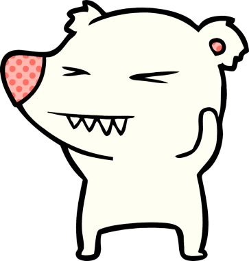 Bir insan tarafından çizilmiş kızgın kutup ayısı çizgi filmi.