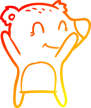 Bir insan tarafından çizilmiş gülümseyen ayı karikatürünü çiziyorum.