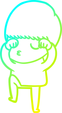 Bir çizgi film karakteri çizen soğuk gradyan bir çocuk bir insan tarafından çizilmiş.