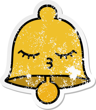 Bir insan tarafından çizilmiş sevimli bir çanın sıkıntılı çıkartması.