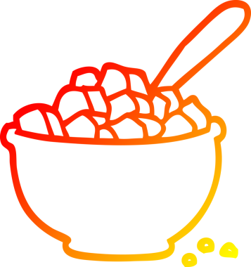 Bir insanın çizdiği mısır gevreği kasesinin sıcak çizgi çizgisi.