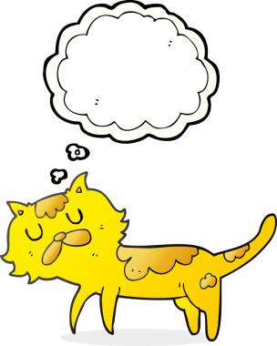 Bir insan tarafından çizilmiş serbest çizim baloncuk çizgi film kedisi.