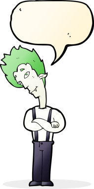 Bir insan tarafından çizilmiş, konuşma balonu olan bir vampir.