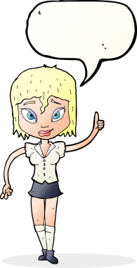 Bir insan tarafından çizilen konuşma baloncuğuyla nokta koyan çizgi film kadını.