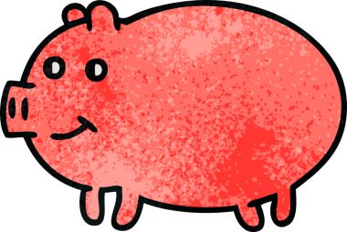 Bir insan tarafından çizilmiş bir domuzun retro grunge dokusu.