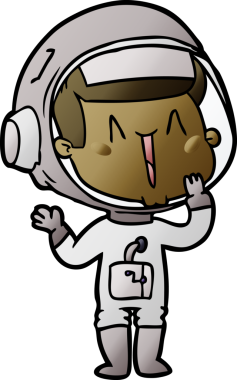 Gülen astronot bir insan tarafından çizilmiş.