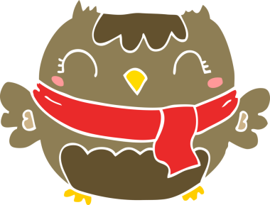 Sevimli düz renkli çizgi film baykuşu bir insan tarafından çizildi