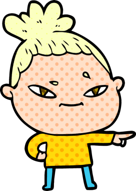 Bir insan tarafından çizilmiş karikatür kadın.