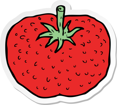 Bir insan tarafından çizilmiş bir domates etiketi.