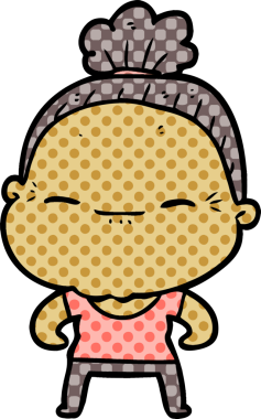 Bir insan tarafından çizilmiş barışçıl yaşlı bir kadın.