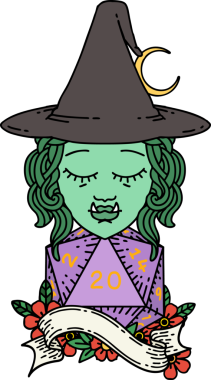 Retro Dövme Biçimi Bir insan tarafından çizilmiş doğal 20 zarlı yarım ork büyücüsü