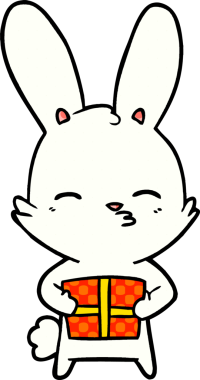 Bir insan tarafından çizilmiş meraklı tavşan çizgi filmi