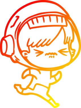 Bir insan tarafından çizilmiş bir uzay kızının sıcak çizgi çizimi