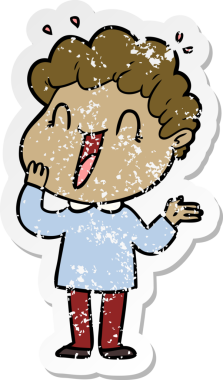 Bir insan tarafından çizilmiş mutlu bir adamın sıkıntılı çıkartması.