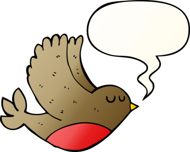 bir insan tarafından çizilmiş yumuşak eğimli konuşma baloncuklu uçan kuş.