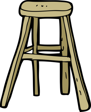 Bir insan tarafından çizilmiş ahşap tabure.