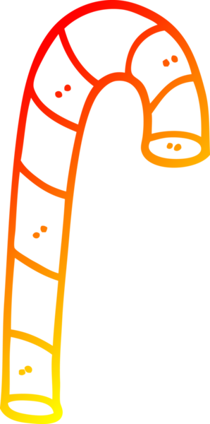 Bir insan tarafından çizilmiş pembe şeker kamışının sıcak çizgi çizimi