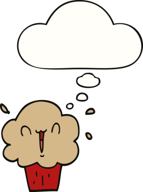 Bir insan tarafından çizilmiş düşünce balonlu kek.