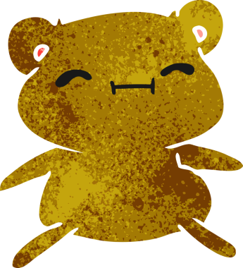 Eski çizgi film illüstrasyonu Kawaii bir insan tarafından çizilmiş sevimli oyuncak ayı.