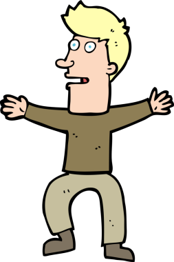 Çizgi film bir insan tarafından çizilmiş ürkmüş bir adam