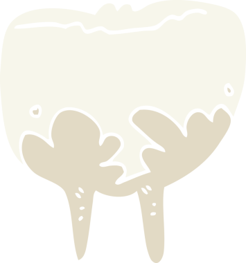 Bir insan tarafından çizilmiş düz renkli çizgi film dişi