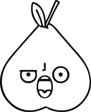 Bir insan tarafından çizilmiş yeşil bir armut çizimi.