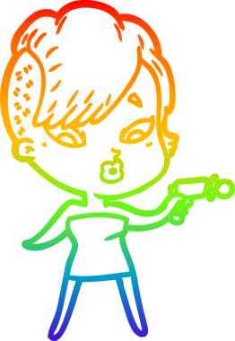 gökkuşağı gradyanı çizimi bir çizgi film kızı şaşırttı bir insan tarafından çizildi