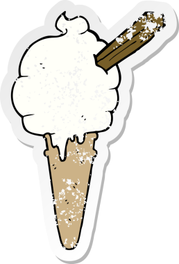 Bir insan tarafından çizilmiş karikatür dondurmasının sıkıntılı çıkartması.