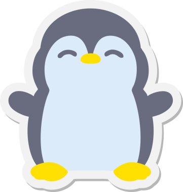 Bir insan tarafından çizilmiş şirin bir penguen çıkartması.