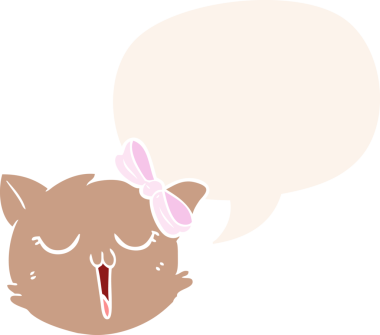 bir insan tarafından çizilmiş eski moda konuşma baloncuklu çizgi film kedisi yüzü