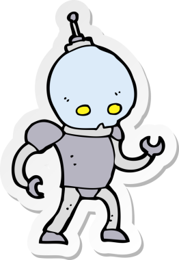 Bir insan tarafından çizilmiş uzaylı robotun çıkartması.