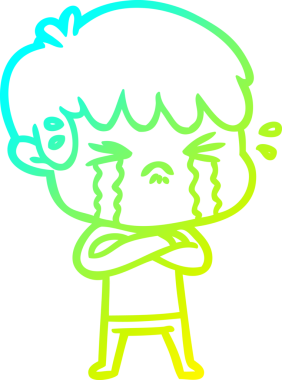 Bir insan tarafından çizilmiş ağlayan çizgi film çocuğu çizimi.