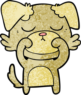 Bir insan tarafından çizilmiş şirin bir çizgi film köpeği.