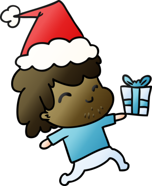 Bir insan tarafından çizilmiş Kawai çocuğunun el çizimi gradyan çizgi filmi.