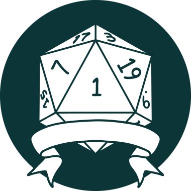 Bir insan tarafından çizilen bir d20 zar atma ikonu