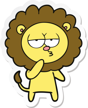 Bir insan tarafından çizilmiş yorgun bir aslanın çıkartması.