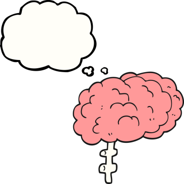 Bir insan tarafından çizilmiş serbest çizim düşünce kabarcığı çizgi film beyni