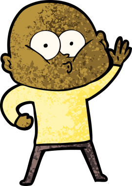 Bir insan tarafından çizilmiş kel bir adam.