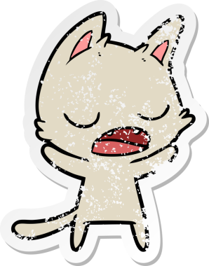 Bir insan tarafından çizilmiş konuşan kedi karikatürünün sıkıntılı çıkartması.