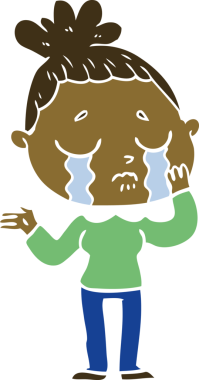 Bir insan tarafından çizilmiş düz renkli karikatür.