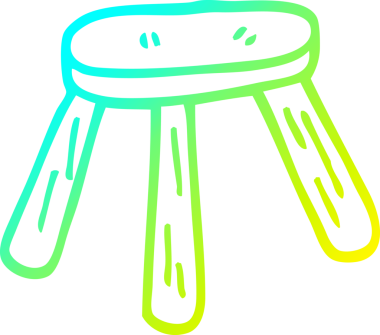 Bir insan tarafından çizilmiş ahşap bir tabure çizimi.