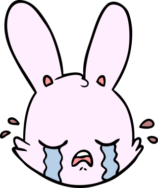 Bir insan tarafından çizilmiş ağlayan tavşan surat.