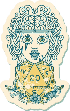 Retro Dövme Tarzı Bir insan tarafından çizilmiş 20 zarlı barbar karakter