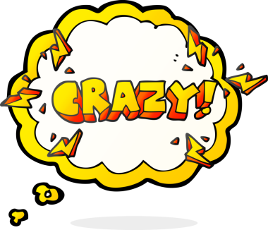 Serbest çizilmiş düşünce balonu karikatürü bir insan tarafından çizilmiş deli gibi bağırıyor.