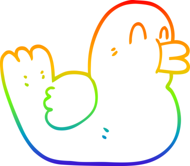 Gökkuşağı gradyan çizgi çizimi Bir insan tarafından çizilmiş mutlu ördek