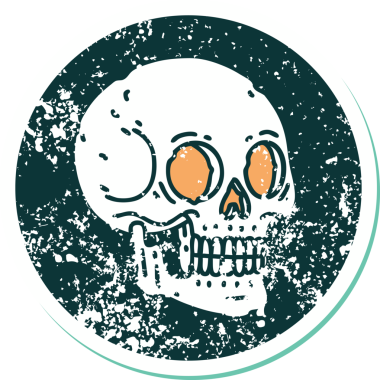 Bir insan tarafından çizilmiş bir kafatasının sembolik dövmeli görüntüsü.